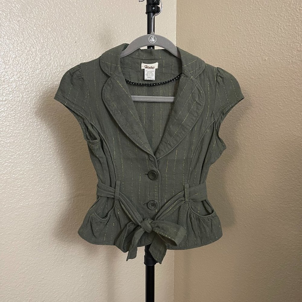 Hiatus Most Green With Gold Striped Blazer Small